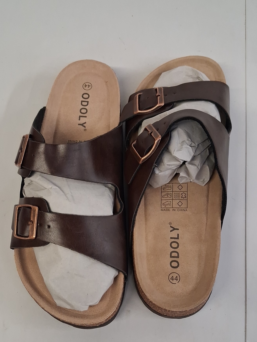 Men's Odoly Cork Footbed Brown Leather Adjustable Buckle Sandals